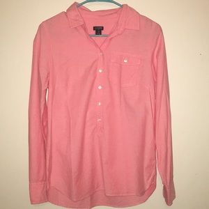J crew oxford popover pink/coral xs button
